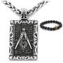 GUNGNEER Masonic Necklace Stainless Steel Keel Chain Dog Tag Mason Pendant Biker Freemason Jewelry for Men Women