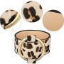 Hicarer 5 Pieces Leopard Tube Bracelet Multilayer Leather Cuff Bracelet Boho Leopard Wrap Bracelet