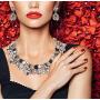 JOERICA Bib Statement Necklace for Women Chunky Choker Necklace and Earrings Set Rhinestone Vintage Fashion Necklace Costume Jewelry