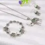 Bohemian Vintage Elephant Necklace Bracelet Earrings Hook Tribe Ethnic Turquoise Lucky Animal Hollow Flower Jewelry Set 3 Pcs for Women Girls