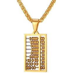 U7 Abacus Pendant 18K Gold Plated/Stainless Steel Men Women Necklace, 22 Inch Chain