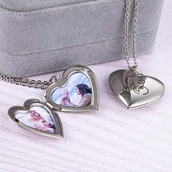 Fanery Sue Personalized Heart Locket Necklace That Holds Pictures Memory Photo Lockets Custom Any Photo Text&Symbols