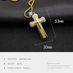 yiyifu Cross Necklace for Men Titanium Steel Pendant Necklace Domineering Mens and Womens Jewelry Christian Accessories Three Layer Chains