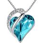 Leafael Infinity Love Heart Pendant Necklace Birthstone Crystal Jewelry Gifts for Women, Silver-tone, 18''+2''