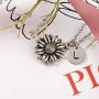Joycuff Sunflower Necklace Dainty Letter Jewelry Silver Daisy Flower Charm Chain Pendant Personalized Monogram Inspirational Gifts for Her Women Daughter Sister Wife Best Friend