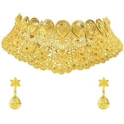 Bodha Traditional Indian One Gram Gold Bridal Dulhan 22K Gold Plated Hi Micron Choker Jewellery Set for Women (SJ_2807)