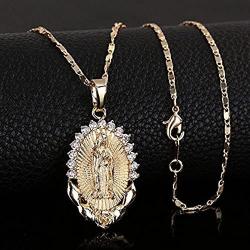 Ever Fairy Mother Gift Fashion Cameo Design Virgin Mary Necklace Jewelry Catholic Christian Crystal Rhinestone Mary Pendant