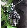 Holy 3 Headed Elephant God Erawan Ganesha Hindu Indian Thai Laos Laotian Pewter Mens Pendant Necklace Money Good Luck Lucky Charm Protection Amulet Safe Travel Talisman for men Stainless Steel Chain