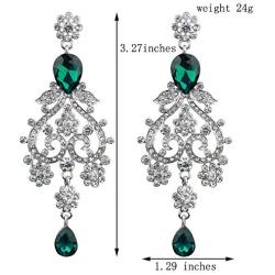 Chran Exquisite Teardrop Crystal Bridal Wedding Earrings Vintage Chandelier Dangle Long Earrings for Women