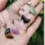 MIGLUFA 6Pcs Natural Stone Pendant Necklace Healing Point Reiki Gemstone Crystal Jewelry Making for Women