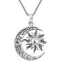 AeraVida Celtic Crescent Moon and Sun Eclipse .925 Sterling Silver Pendant Necklace