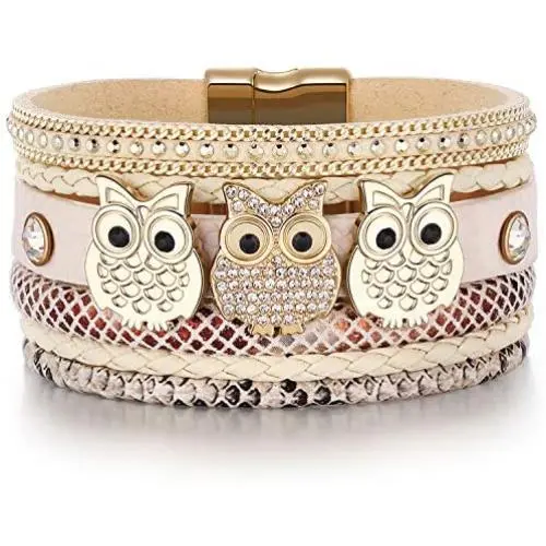 DESIMTION Owl Jewelry Gifts for Women Boho Wrap Leather Bracelets Christmas Birthday Gift for Owl Lover DESIMTION Owl Jewelry Gifts for Women Boho Wrap Leather Bracelets Christmas Birthday Gift for Owl Lover