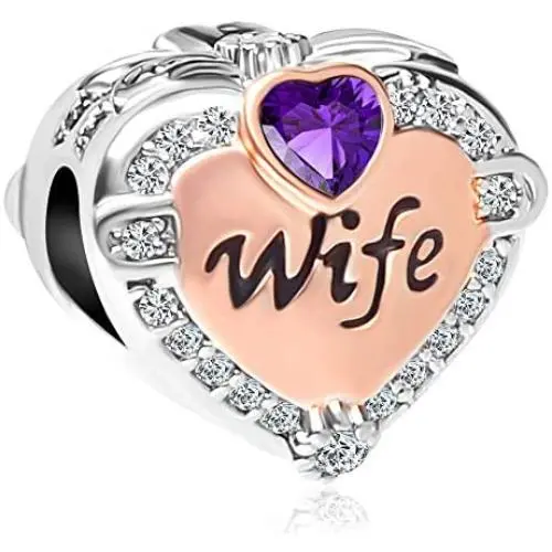 SexyMandala Love Heart Wife Rose Gold Charm Clear CZ Beads for European Bracelets SexyMandala Love Heart Wife Rose Gold Charm Clear CZ Beads for European Bracelets