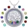Family Tree of Life Floating Living Memory Locket Pendant Necklace with Birthstone, All Charms Included Family Tree of Life Floating Living Memory Locket Pendant Necklace with Birthstone, All Charms Included