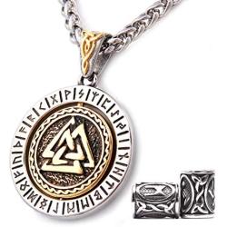 Gungneer Norse Valknut Pendant Viking Odins Symbol Nordic Pagan Jewelry Great Protection Amulet Talisman Stainless Steel Necklace