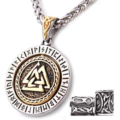 Gungneer Norse Valknut Pendant Viking Odins Symbol Nordic Pagan Jewelry Great Protection Amulet Talisman Stainless Steel Necklace