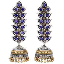 Aheli Dangle Drop Jhumki Oxidized Earrings Encrusted with Faux Stone Ethnic Tribal Gypsy Bohemian Jewelry for Women