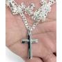 Sterling Silver Diamond Cut Thick Solid Cross Pendant 1.5'' Long Choose Your Color (Fit Upto 6mm Link Chain)