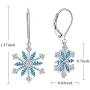 JO WISDOM 925 Sterling Silver White/Blue CZ Snowflake Leverback Earrings Drop & Dangle Earrings