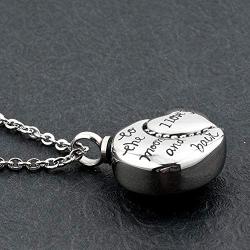 CLY Jewelry Urn Necklace for Ashes Fashion Carved Moon Shape Memorial Keepsake Always On My Mind for Men Women Male Black Painted