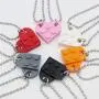 2Pcs Cute Love Heart Brick Pendant Necklace Heart Shaped Pendant Made with 2 Two Piece Brick for Couples Friendship Necklace Brick Elements Valentines Day Jewelry 2Pcs Cute Love Heart Brick Pendant Necklace Heart Shaped Pendant Made with 2 Two Piece Brick for Couples Friendship Necklace Brick Elements Valentines Day Jewelry