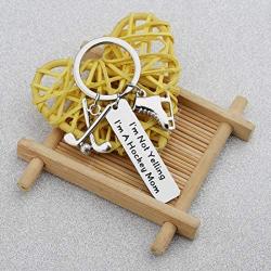 BAUNA Hockey Mom Keychain Field Hockey Jewelry with Hockey Stick Ice Skate Charm I’m Not Yelling I’m A Hockey Mom Funny Ice Coaches Gifts