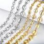 Trendsmax 7mm Coffee Beans Link Chain Necklace Gold Plated Stainless Steel Twisted Rope Chain for Men Women Hip Hop Rappers Necklace