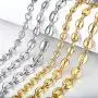 Trendsmax 7mm Coffee Beans Link Chain Necklace Gold Plated Stainless Steel Twisted Rope Chain for Men Women Hip Hop Rappers Necklace