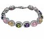 Oval Ladies Tennis Bracelet Inlay Garnet White Topaz Amethyst Citrine Peridot Pink Topaz 7 to 8 inch