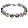 Oval Ladies Tennis Bracelet Inlay Garnet White Topaz Amethyst Citrine Peridot Pink Topaz 7 to 8 inch