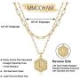 M MOOHAM Dainty Layered Initial Necklaces for Women, 14K Gold Plated Paperclip Chain Necklace Simple Cute Hexagon Letter Pendant Initial Choker Necklace Gold Layered Necklaces for Women