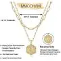 M MOOHAM Dainty Layered Initial Necklaces for Women, 14K Gold Plated Paperclip Chain Necklace Simple Cute Hexagon Letter Pendant Initial Choker Necklace Gold Layered Necklaces for Women