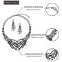 Halloween Punk Necklace arrings Set Hypoallergenic Gothic Skull Skeleton Choker Necklace Earrings Jewelry Set For Women Girls Including 1 Chunky Necklace 1 Drop Earrings
