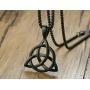 PJ Jewelry Mens Stainless Steel Irish Celtic Knot Triquetra Trinity Triangle Pendant Necklaces with 24'' Box Chain