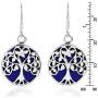 Tree of Life with Simulated Blue Lapis-Lazuli Accents .925 Sterling Silver Dangle Earrings
