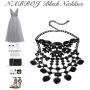 NABROJ Black Statement Necklace for Women Gothic Costume Novelty Fashion Drag Queen Jewelry with Gift Box 1 Pc