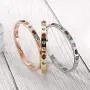 CIUNOFOR Cubic Zirconia Bracelet with 9 Colored Stones for Women Girls Stainless Steel Bangle Silver Rose Gold Plate Tone Wide Band Bracelet CIUNOFOR Cubic Zirconia Bracelet with 9 Colored Stones for Women Girls Stainless Steel Bangle Silver Rose Gold Plate Tone Wide Band Bracelet