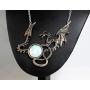 Skye Jewelry Large Full Body Dragon Statement Necklace w/Multi Color Moodstone Style Cabochon Design w/Adjustable Chain 15''-18'' & Dragon - 3 1/2'' x 3''