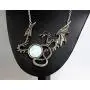 Skye Jewelry Large Full Body Dragon Statement Necklace w/Multi Color Moodstone Style Cabochon Design w/Adjustable Chain 15''-18'' & Dragon - 3 1/2'' x 3''