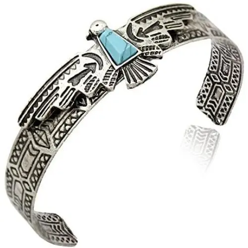 Q&Q Fashion Vintage Tribal Southwest Turkey Eagle Blue Stone Aztec Cowgirl Bracelet Bangle Cuff Q&Q Fashion Vintage Tribal Southwest Turkey Eagle Blue Stone Aztec Cowgirl Bracelet Bangle Cuff