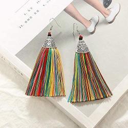 YRY Tassel Earrings Fringe Drop Long Dangling Bohemian Statement Thread Earrings for Women Wedding Party Jewelry