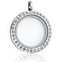 Jovivi 25/30mm Living Floating Memory Locket Necklace - 316 Surgical Stainless Steel Round Crystals Magnetic Closure