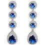 Tear Drop Dangle Earrings AAA CZ Luxury Jewelry Wedding Party, Rhodium Plated