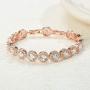 SWEETV Round Cubic Zirconia Wedding Bracelets for Brides, Crystal Elegant Tennis Bracelet for Women Bridal Jewelry