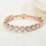SWEETV Round Cubic Zirconia Wedding Bracelets for Brides, Crystal Elegant Tennis Bracelet for Women Bridal Jewelry