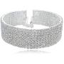 8-row Eight Rows Clear White Austrian Rhinestone Crystal Choker Necklace Collar Dance Party Wedding N077s Silver