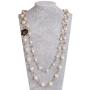 Fashion Jewelry Designer Bridal and Chic Long Imitation Pearl Clover Flower Strand Necklace for Women