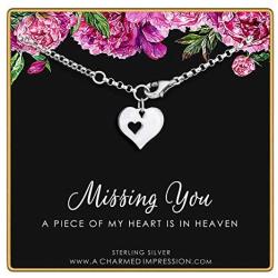 Sterling Silver Remembrance Charm Bracelet • Missing You, A Piece of My Heart is in Heaven • Gift for Loss of Loved One