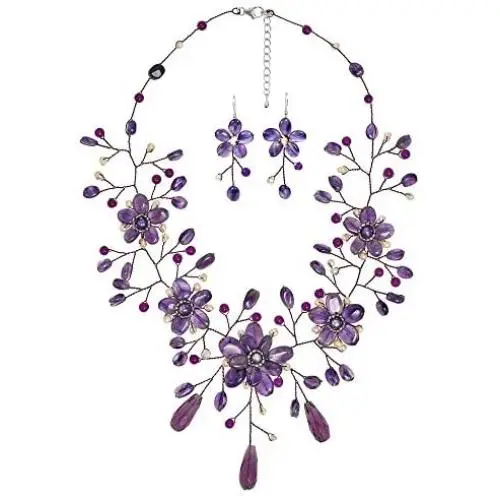 AeraVida Floral Elegance Purple Quartz and Cultured Freshwater Pearl .925 Sterling Silver Jewelry Set AeraVida Floral Elegance Purple Quartz and Cultured Freshwater Pearl .925 Sterling Silver Jewelry Set
