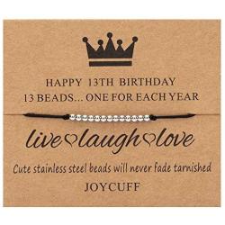 Joycuff Birthday Gifts for Girls Women Silver Bead Strand Wrap Bracelet One Bead One Year Adjustable Cord Fit Most Wrist